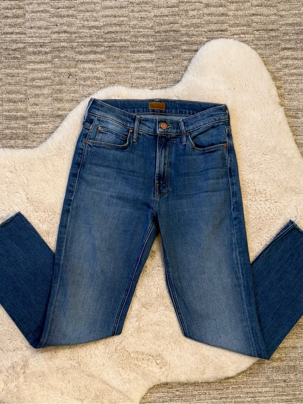 MOTHER Straight Leg Jeans - the mid rise Dazzler ankle fray - Picture 3 of 11